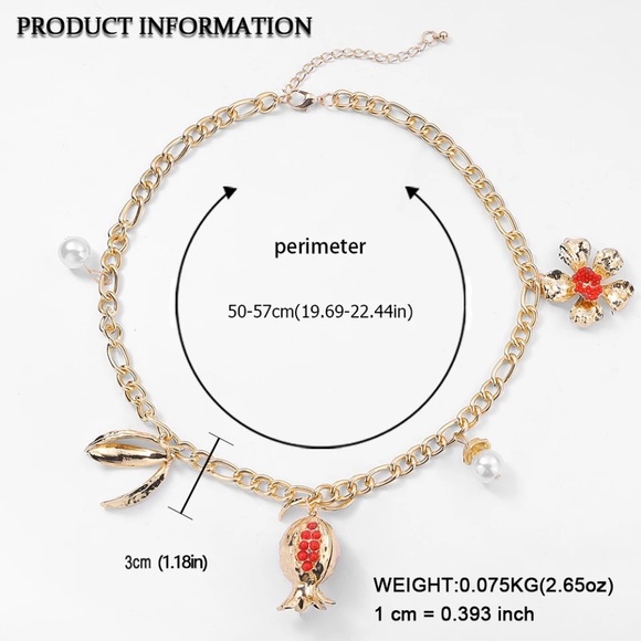 Zara Pomegranate Fruit Multi-Charm Chain Baroque Pearls Beads Bracelet - Picture 14 of 16